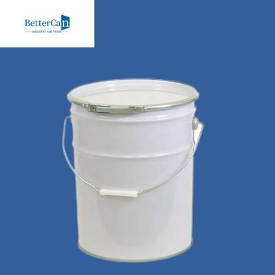 金属カバーとの20L円形の金属のペンキのバケツの白い外面