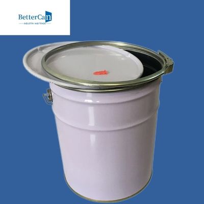 金属の屋外用のペイントの缶は、ふたが付いている5ガロンの鋼鉄バケツを空ける
