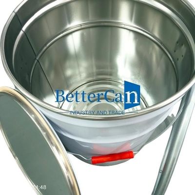 白い5Lペンキのバケツ ロック リングが付いている5ガロンの金属の錫のバケツ