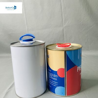 空気密閉 1リットルの塗料 プラスチックキャップ付きの缶詰 小型CMYK印刷